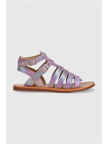 Dětské semišové sandály Pom D api fialová barva