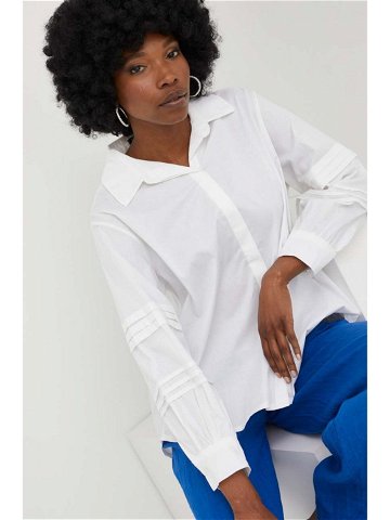Košile Answear Lab bílá barva relaxed s klasickým límcem