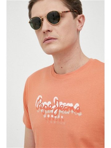 Bavlněné tričko Pepe Jeans Richme oranžová barva s potiskem