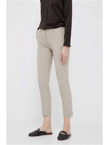 Kalhoty Sisley dámské béžová barva jednoduché medium waist