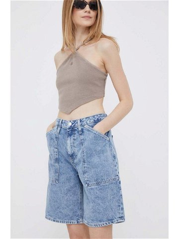 Džínové šortky Calvin Klein Jeans dámské hladké high waist