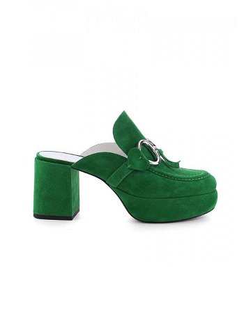 Semišové pantofle Kennel & Schmenger Ira dámské zelená barva na podpatku 91-44530
