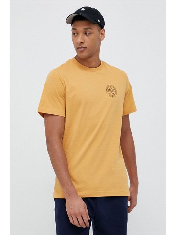 Bavlněné tričko Jack Wolfskin 10 žlutá barva s potiskem