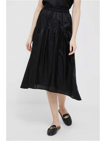 Kašmírová sukně Dkny černá barva midi áčková