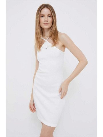 Bavlněné šaty Calvin Klein Jeans bílá barva mini