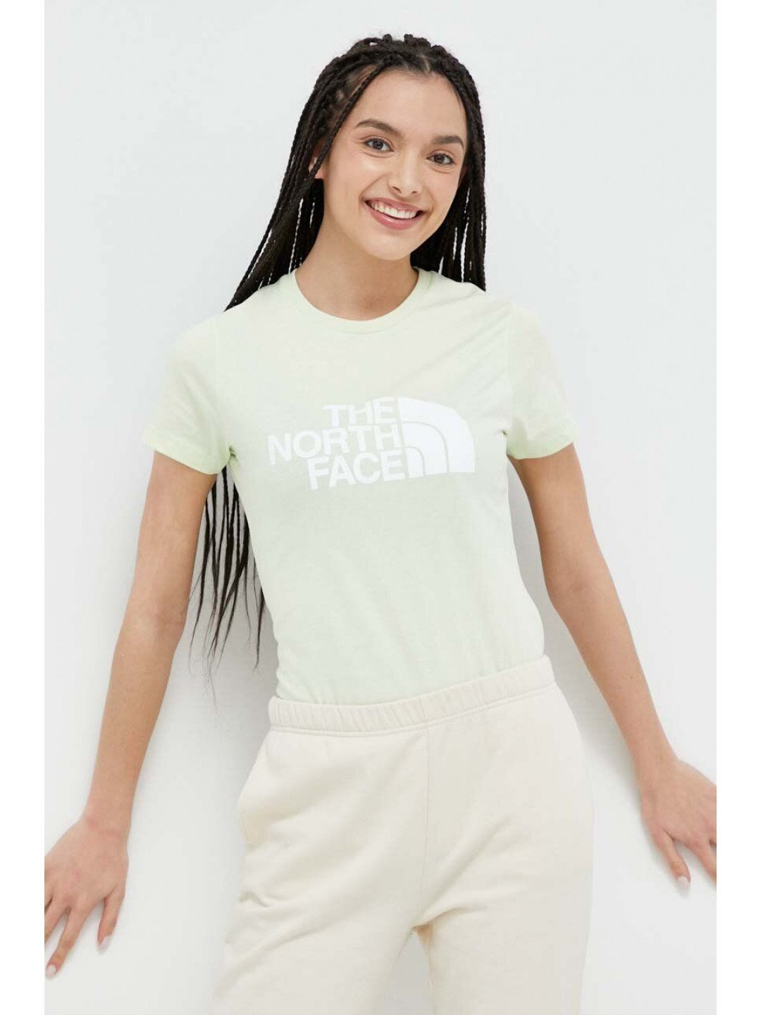 Bavlněné tričko The North Face zelená barva