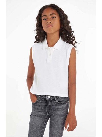Polo tričko Calvin Klein Jeans bílá barva s límečkem