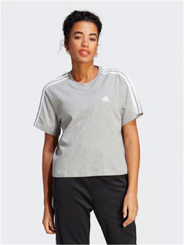 Adidas T-Shirt Essentials 3-Stripes Single Jersey Crop Top HR4916 Šedá Loose Fit