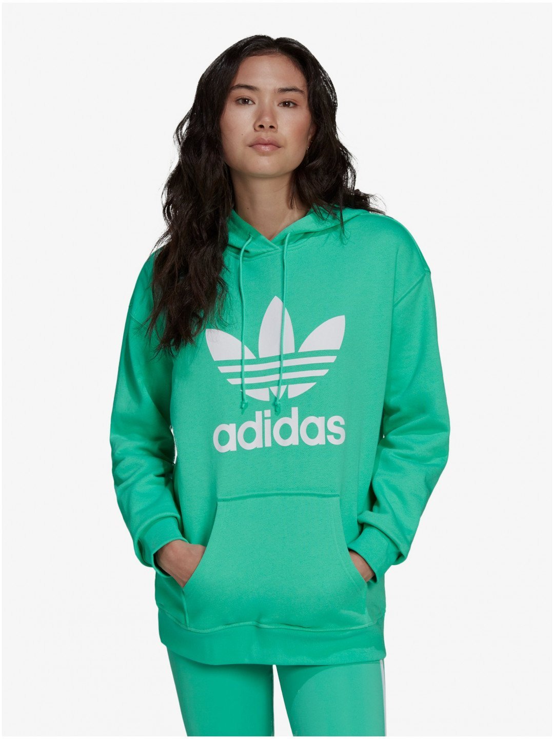 Zelená dámská vzorovaná mikina s kapucí adidas Originals