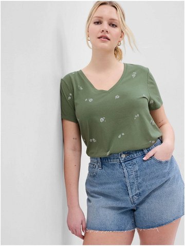 Zelené dámské květované tričko GAP