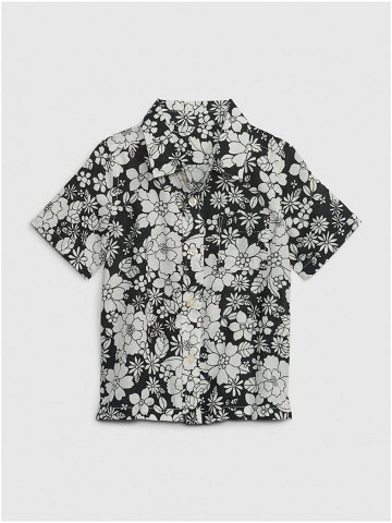 Bílo-černá klučičí květovaná košile s krátkým rukávem GAP