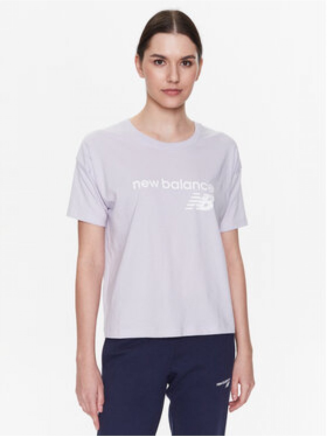 New Balance T-Shirt Stacked WT03805 Fialová Relaxed Fit