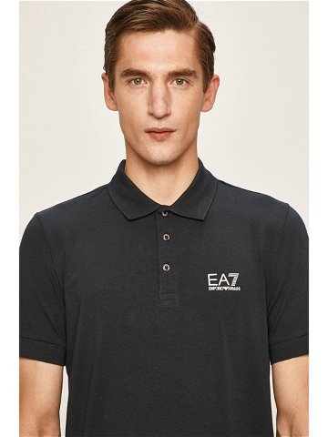 Polo tričko EA7 Emporio Armani pánské tmavomodrá barva hladké