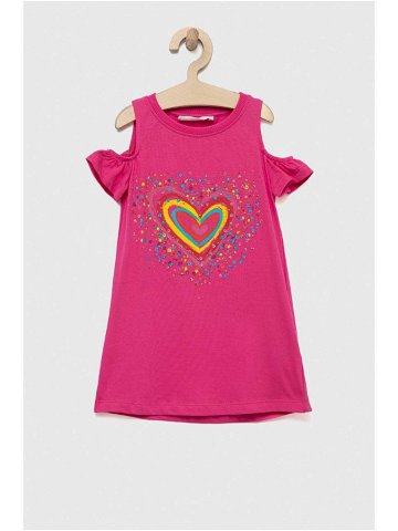 Dětské bavlněné šaty Desigual růžová barva mini