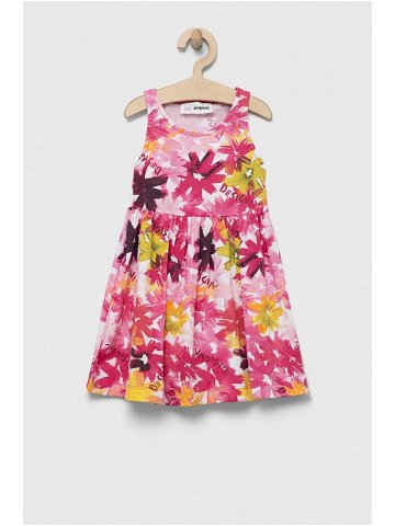 Dětské bavlněné šaty Desigual růžová barva mini