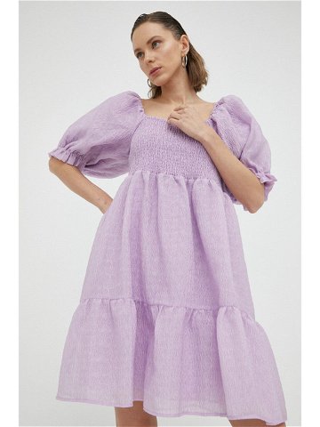 Šaty Bruuns Bazaar fialová barva mini