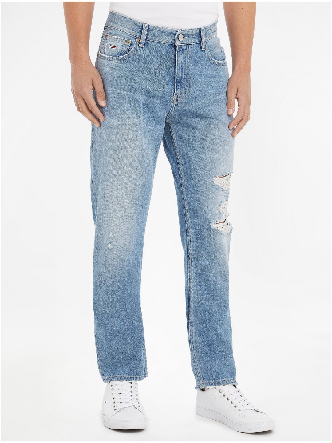 Světle modré pánské straight fit džíny Tommy Jeans