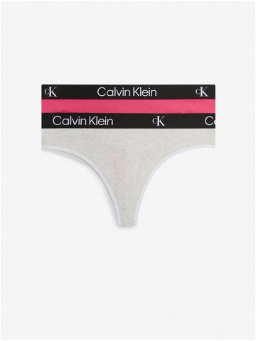 Sada dvou dámských tang v tmavě růžové a světle šedé barvě Calvin Klein Underwear