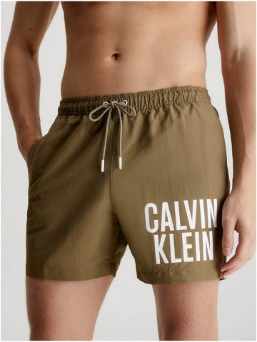 Khaki pánské plavky Calvin Klein Underwear Intense Power-Medium Drawstring
