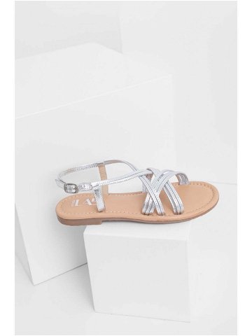 Kožené sandály Answear Lab dámské stříbrná barva