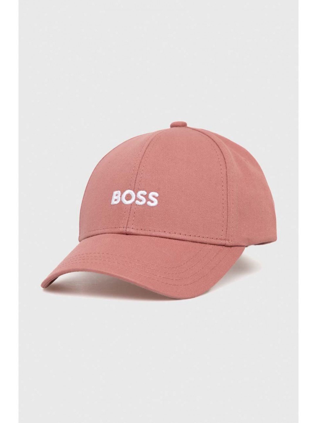 Bavlněná baseballová čepice BOSS růžová barva s aplikací