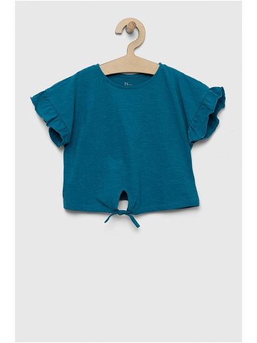 Dětské bavlněné tričko zippy zelená barva