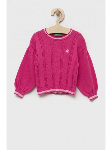 Bavlněný svetr United Colors of Benetton růžová barva lehký