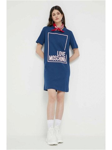 Bavlněné šaty Love Moschino tmavomodrá barva mini