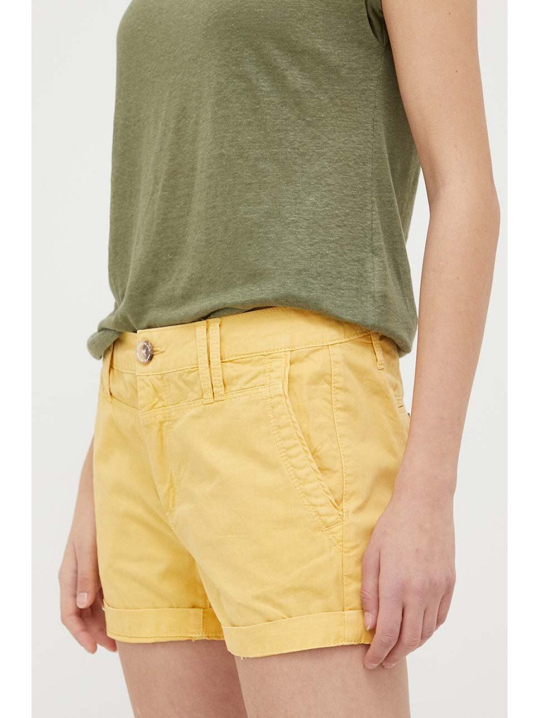Bavlněné šortky Pepe Jeans Balboa žlutá barva hladké medium waist