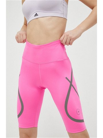 Běžecké šortky adidas by Stella McCartney růžová barva s potiskem high waist