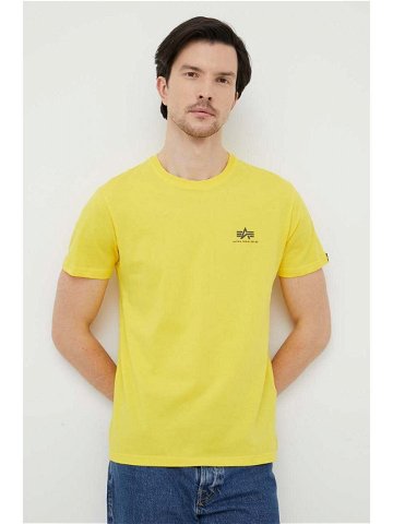 Bavlněné tričko Alpha Industries žlutá barva s potiskem 188505 465-EmpireYell