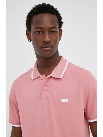 Polo tričko Levi s růžová barva s aplikací