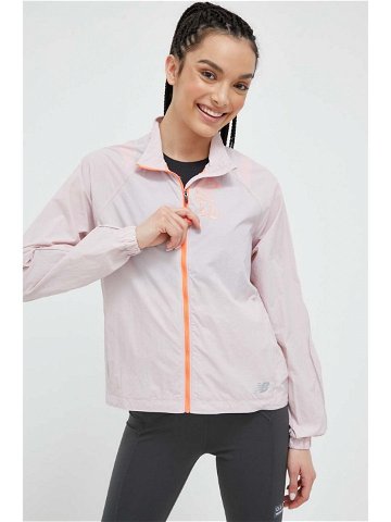 Běžecká bunda New Balance Printed Impact Run Light Pack růžová barva oversize