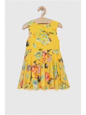 Dětské bavlněné šaty Desigual žlutá barva mini