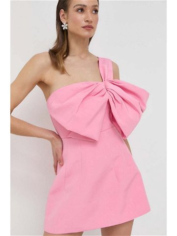 Šaty Bardot růžová barva mini