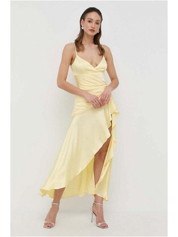 Šaty Bardot žlutá barva maxi
