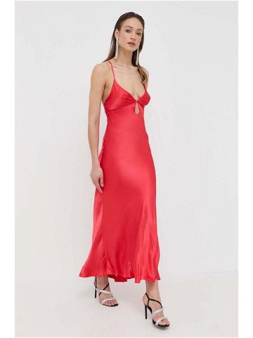 Šaty Bardot červená barva maxi