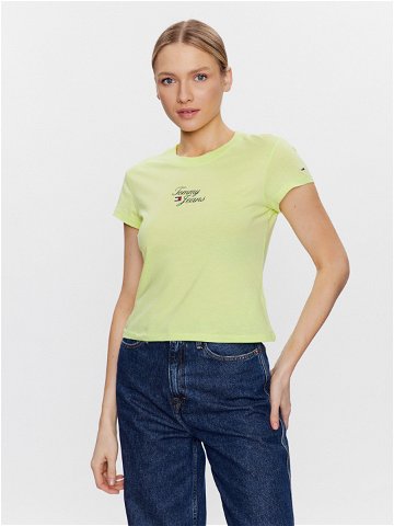 Tommy Jeans T-Shirt Essential Logo DW0DW15441 Zelená Regular Fit