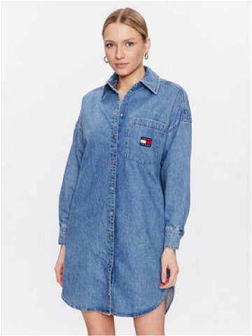 Tommy Jeans Džínové šaty Tjm Badge Denim DW0DW15180 Modrá Oversize