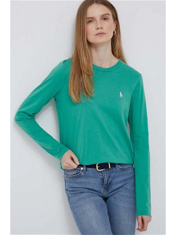 Bavlněné tričko s dlouhým rukávem Polo Ralph Lauren zelená barva 211898699