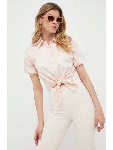 Košile Guess dámská růžová barva relaxed s klasickým límcem