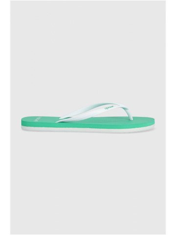 Žabky Rip Curl dámské zelená barva na plochém podpatku