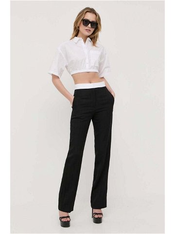 Vlněné kalhoty Victoria Beckham černá barva jednoduché high waist