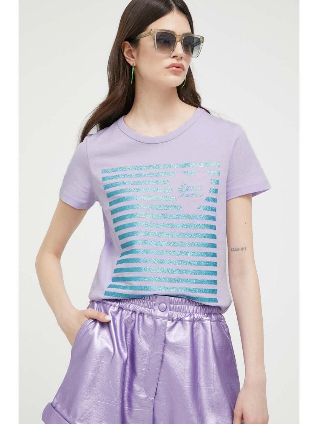 Tričko Love Moschino fialová barva