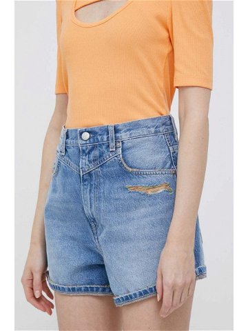 Džínové šortky Pepe Jeans Rachel dámské vzorované high waist