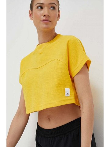 Bavlněné tričko adidas žlutá barva