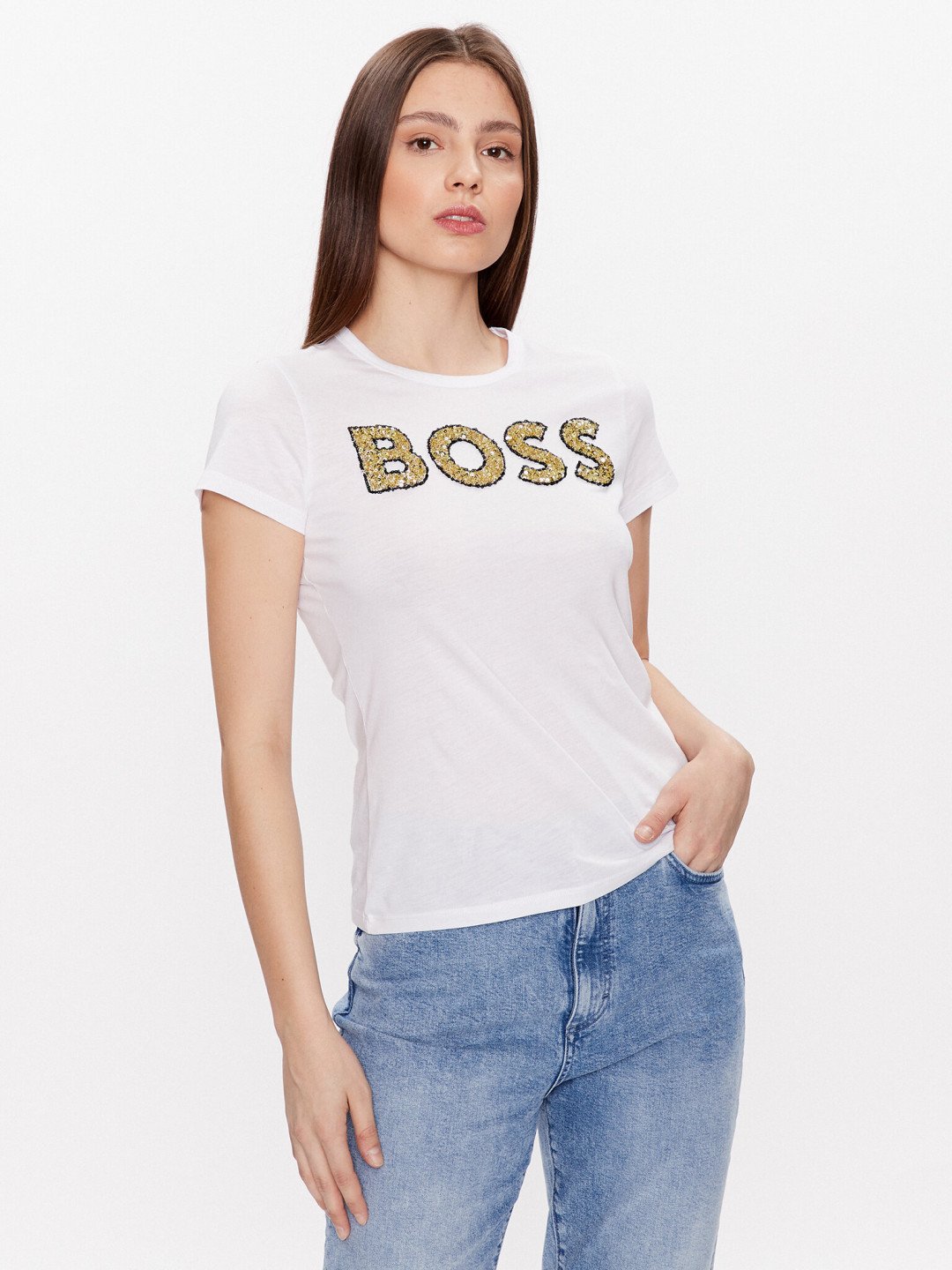 Boss T-Shirt 50484646 Bílá Slim Fit