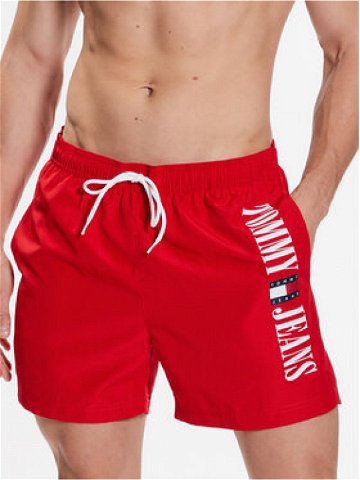 Tommy Jeans Plavecké šortky UM0UM02954 Červená Slim Fit