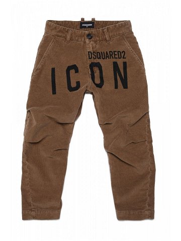 Kalhoty dsquared2 icon trousers hnědá 8y