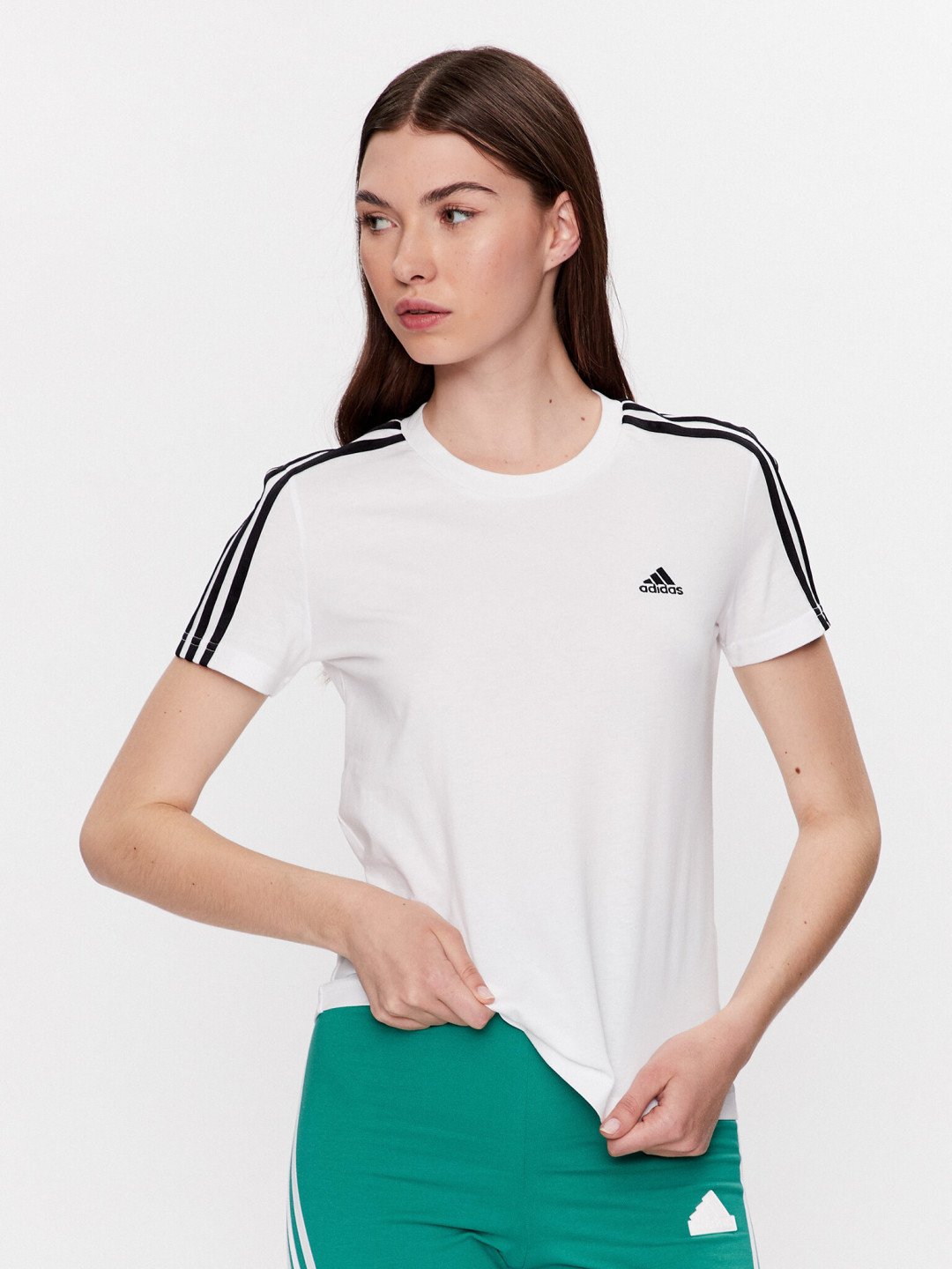 Adidas T-Shirt Essentials Slim 3-Stripes T-Shirt GL0783 Bílá Slim Fit